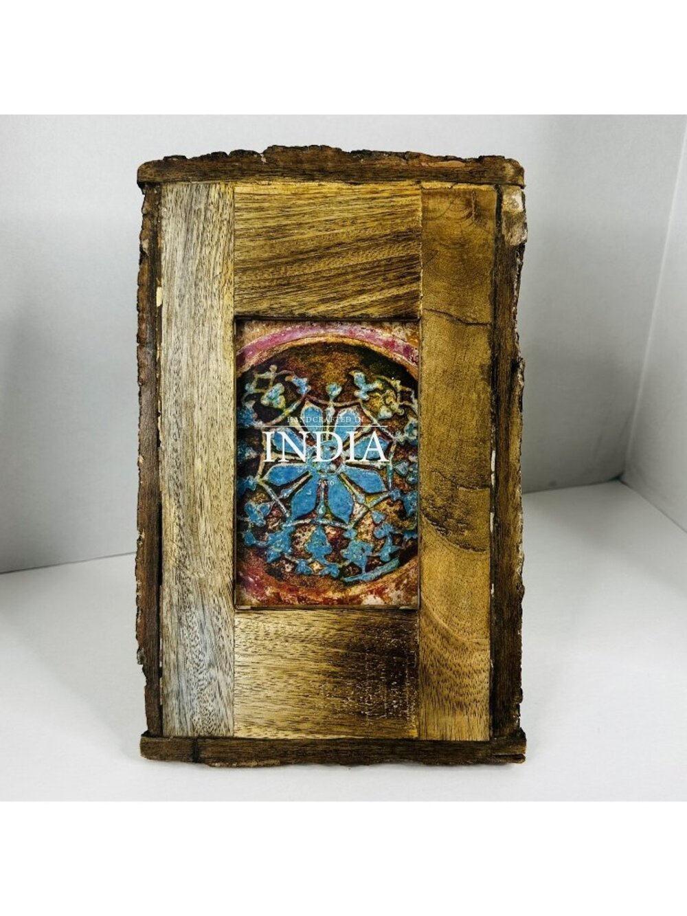 Live Edge Rustic Wooden Picture Frame Bark Handcrafted In India Natural Wood 4x6